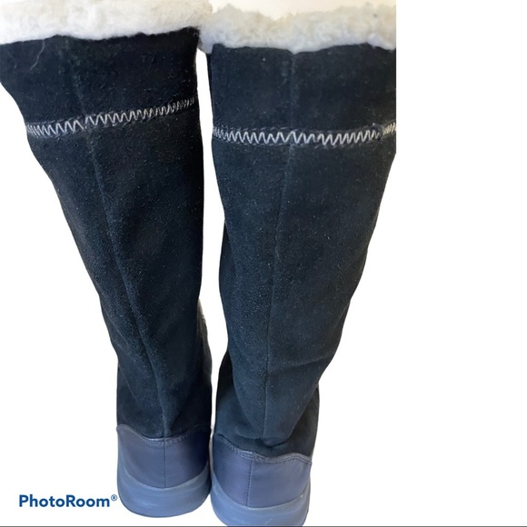 Lands end suede leather Sherpa lined tall boots Size 6 black - Picture 5 of 10